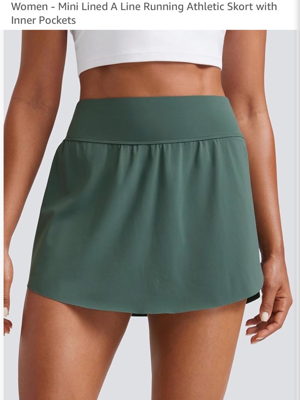 CRZ YOGA Women's Mini A-Line Running Skort in Forest Green
